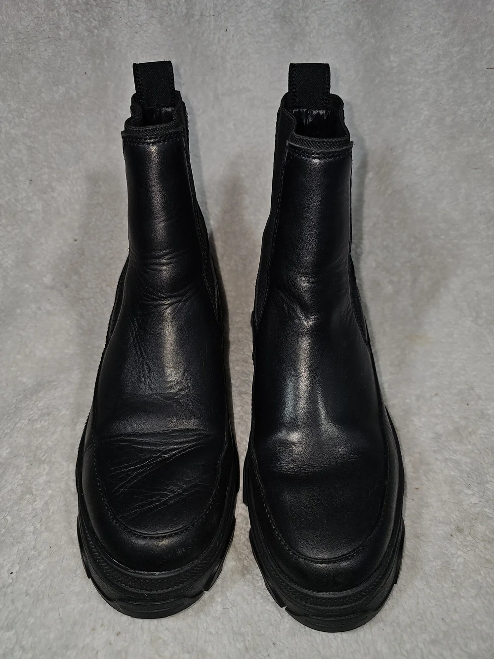 Sorel Black Leather Platform Chelsea Ankle Boots